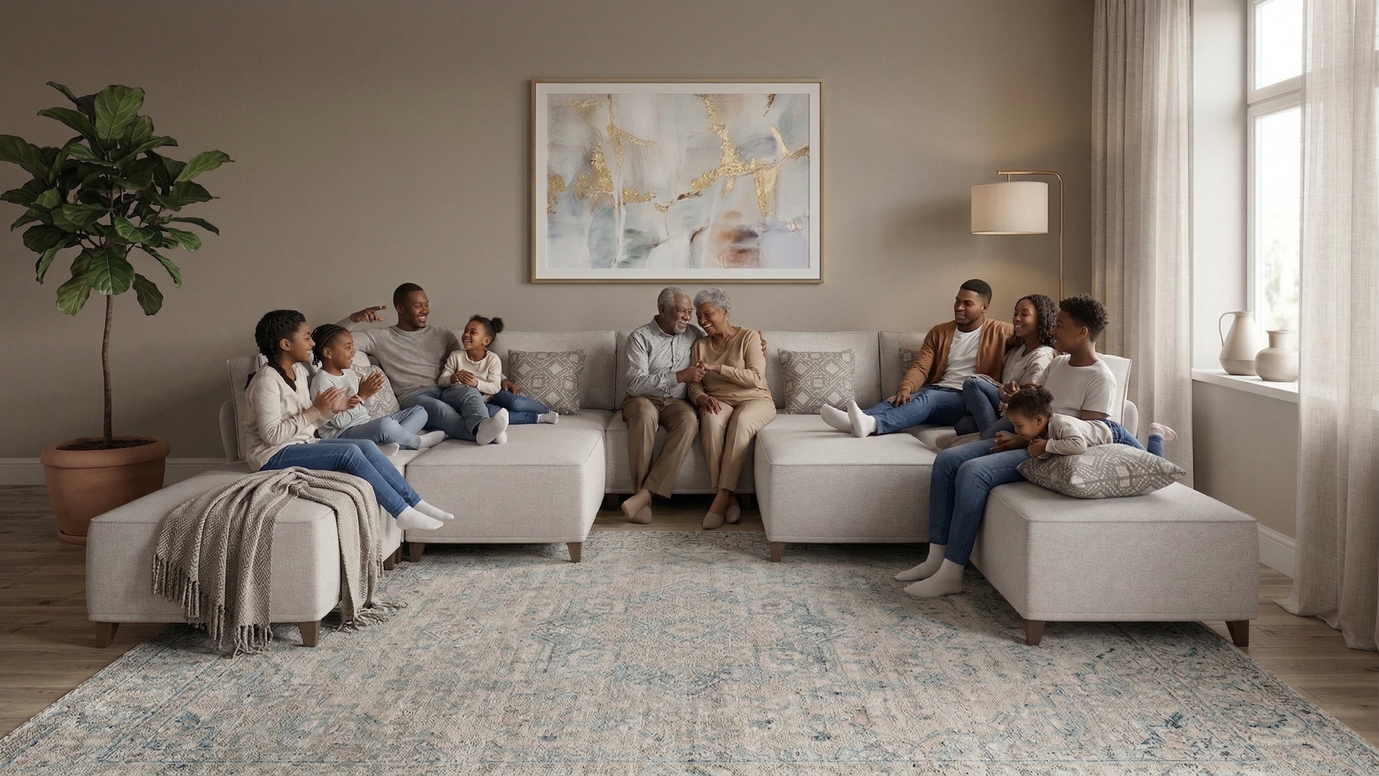 Flexion Home indoor modular seating as shoppers see it on a phone