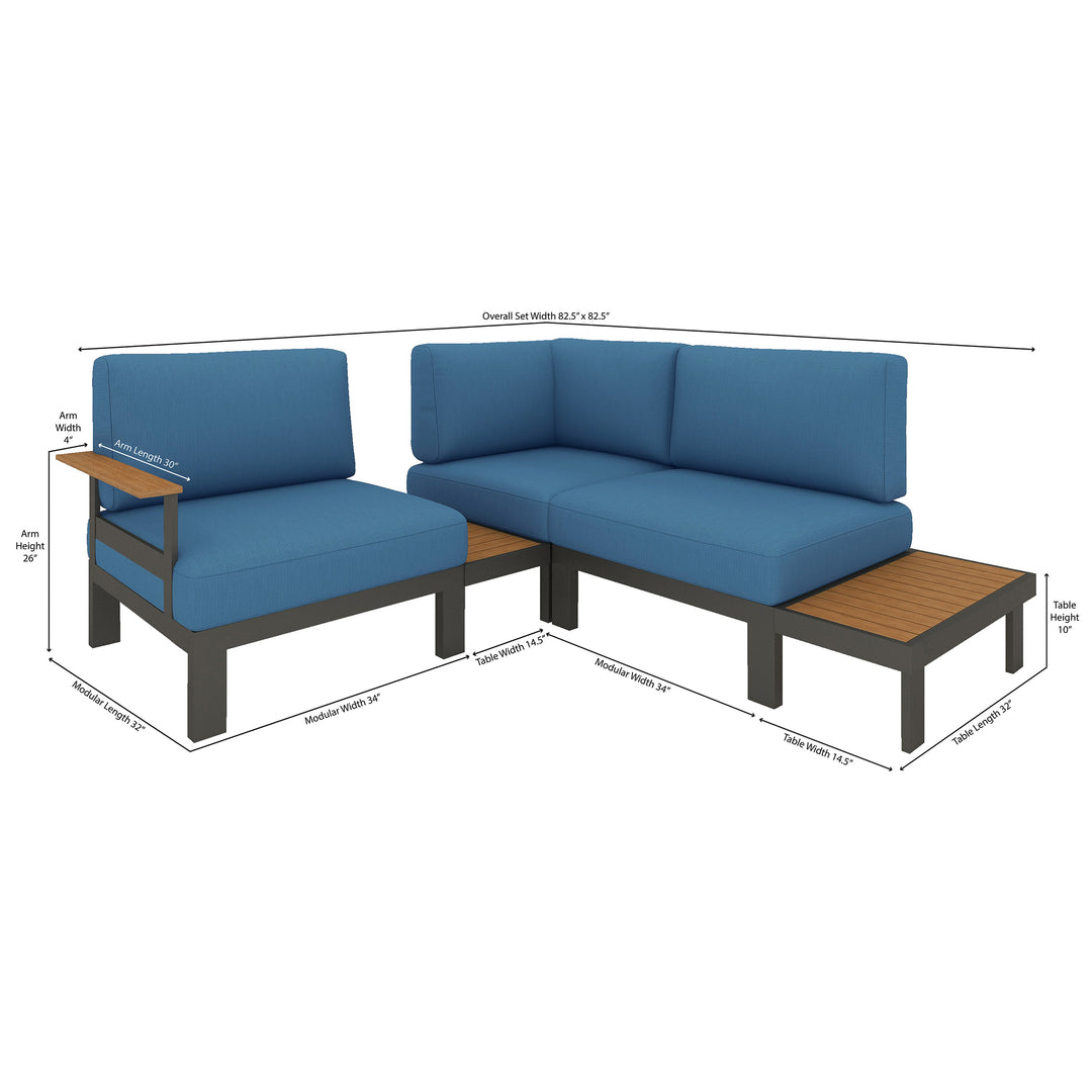 Newport L‑Shape Modular Sectional with ChromWood™ Attachable End Tables - FlexionHome