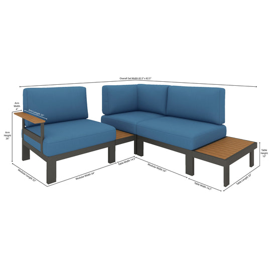 Newport L‑Shape Modular Sectional with ChromWood™ Attachable End Tables - FlexionHome