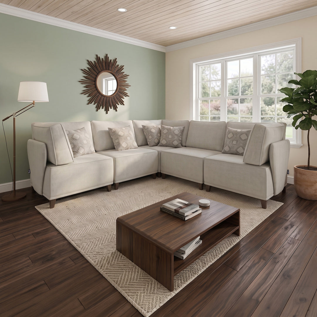Flexion 5-Piece Large Corner Sectional – Premium Modular Sofa with Washable Slipcovers - FlexionHome