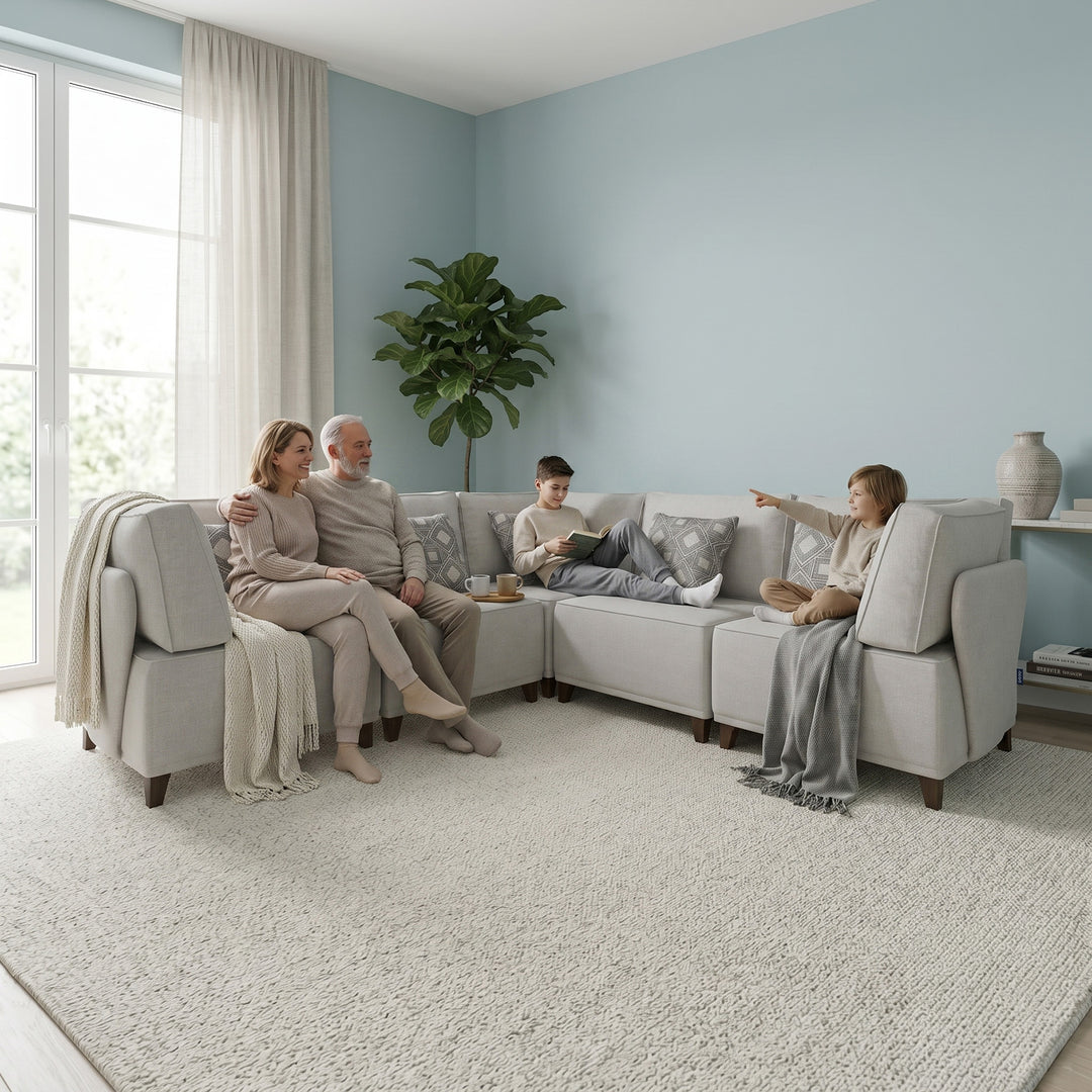 Flexion 5-Piece Large Corner Sectional – Premium Modular Sofa with Washable Slipcovers - FlexionHome