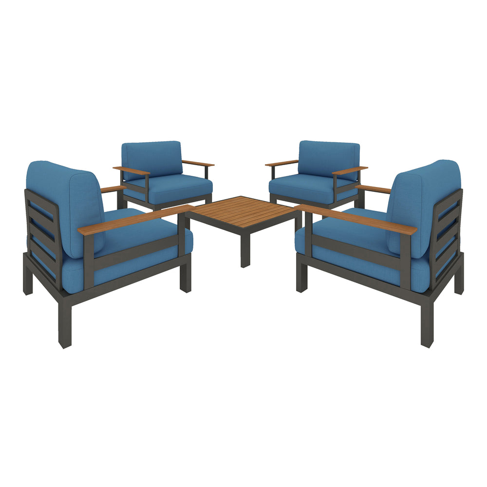 Newport 5‑Piece Chat Group with ChromWood™ Coffee Table - FlexionHome