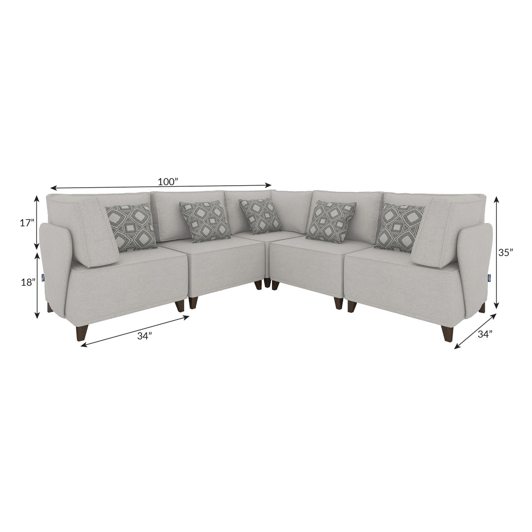 Flexion 5-Piece Large Corner Sectional – Premium Modular Sofa with Washable Slipcovers - FlexionHome