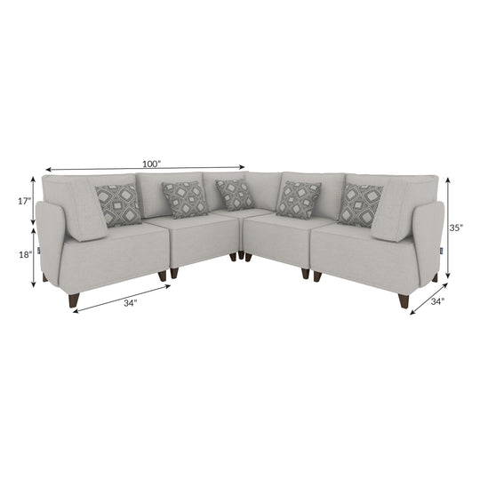 Flexion 5-Piece Large Corner Sectional – Premium Modular Sofa with Washable Slipcovers - FlexionHome