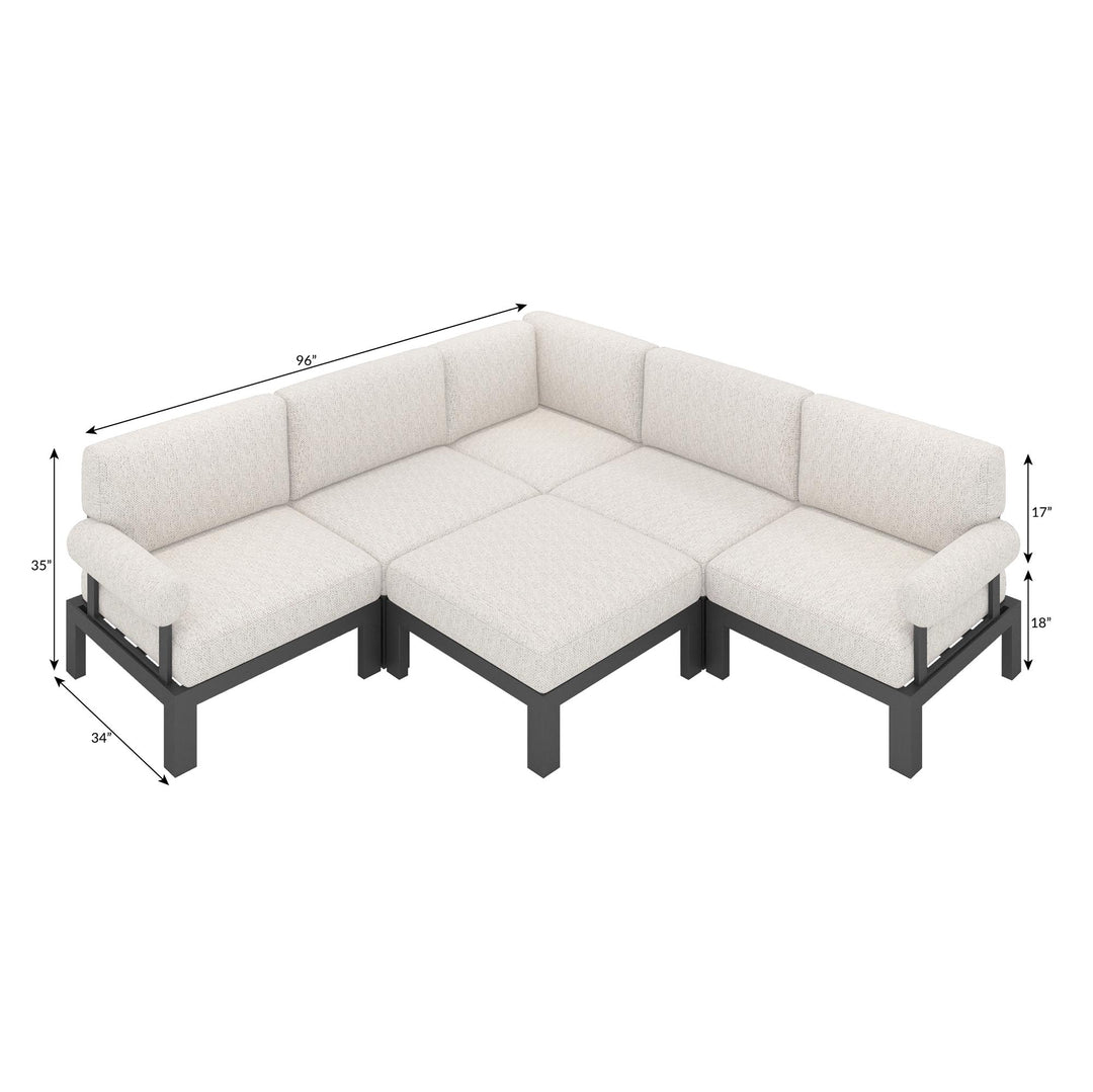 Flexion Home Newport 6-Piece Outdoor L-Shape Sofa Set - FlexionHome
