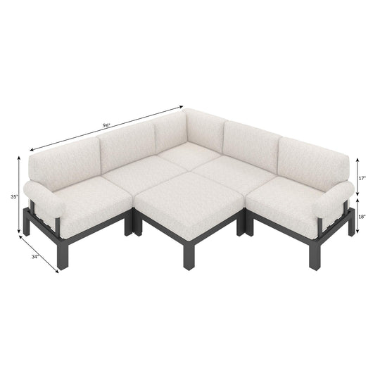 Flexion Home Newport 6-Piece Outdoor L-Shape Sofa Set - FlexionHome