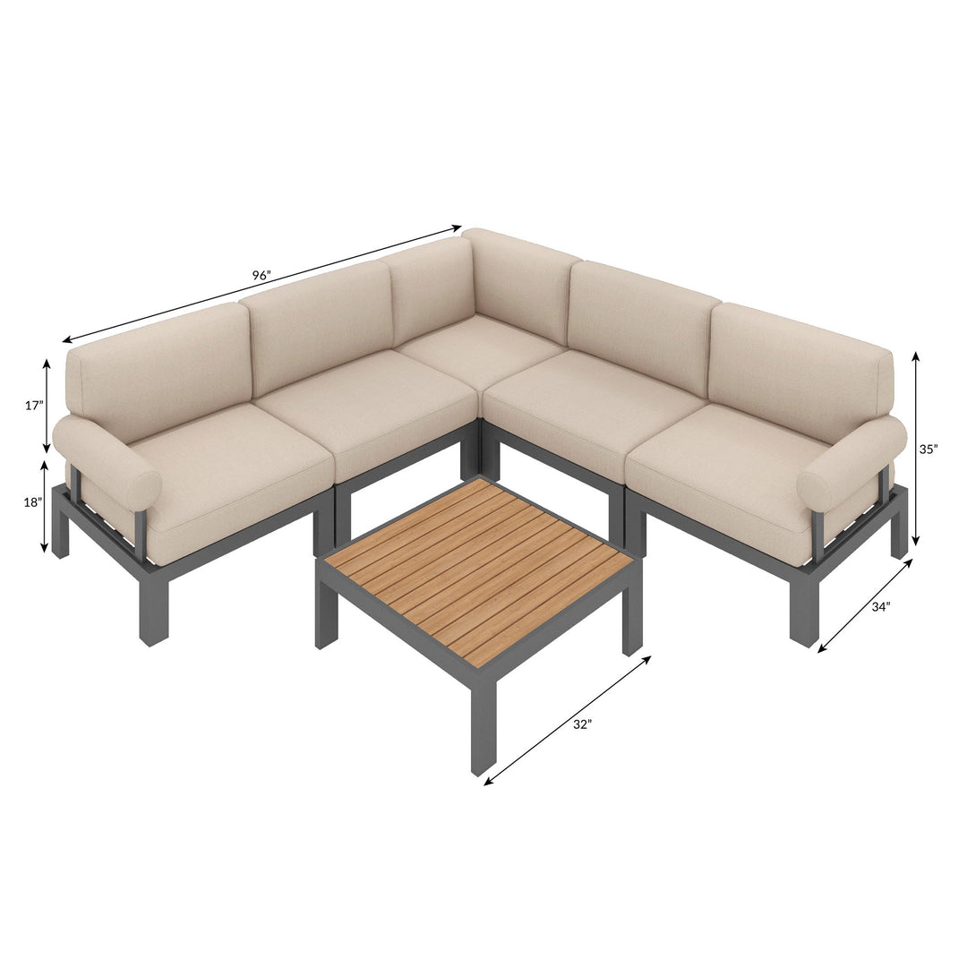 Flexion Home Newport 6-Piece L-Shape Social Set - FlexionHome