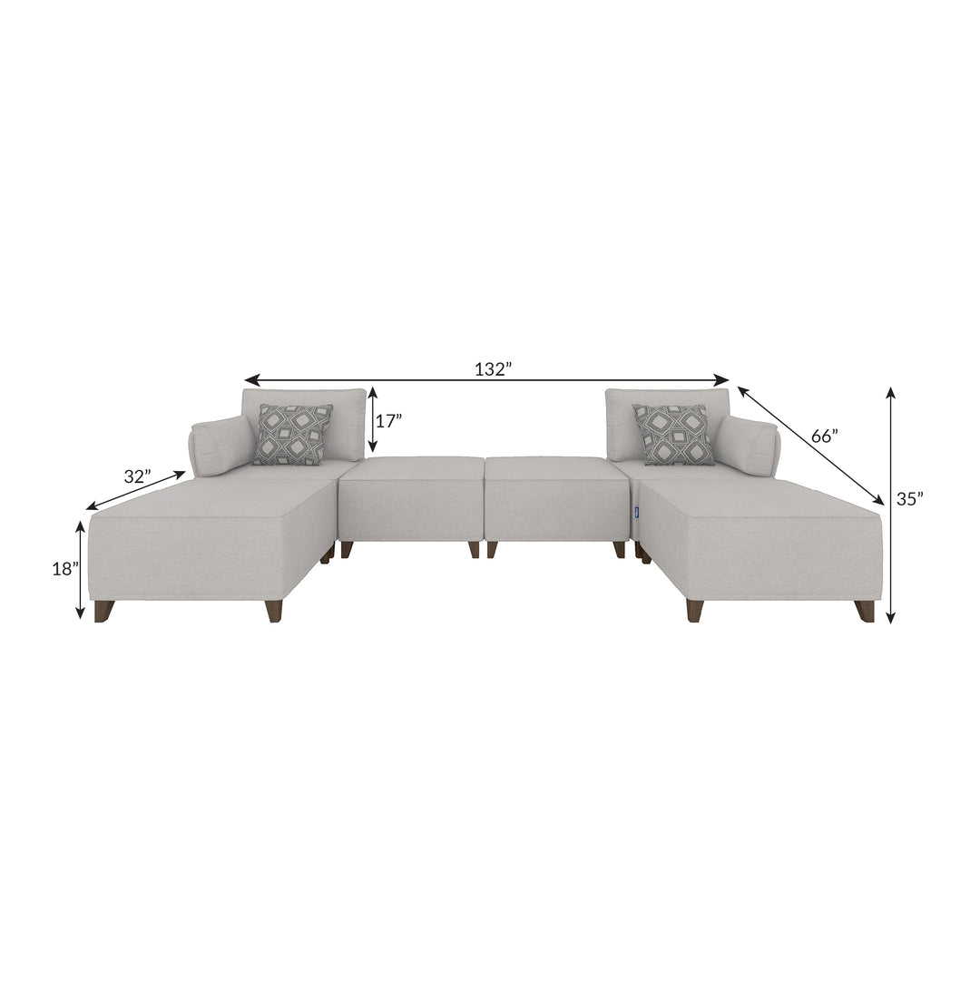 Flexion 6-Piece Large Double Chaise Sectional – Premium Modular Sofa with Washable Slipcovers - FlexionHome