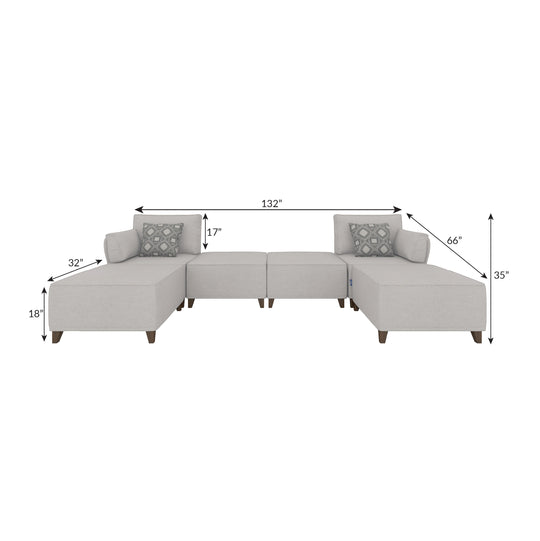 Flexion 6-Piece Large Double Chaise Sectional – Premium Modular Sofa with Washable Slipcovers - FlexionHome