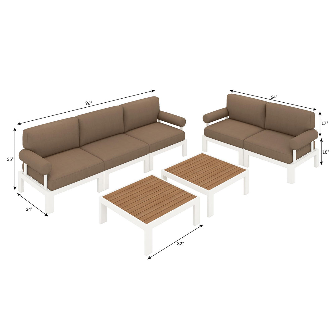 Flexion Home Newport 7-Piece Outdoor Modular Gathering Set - FlexionHome