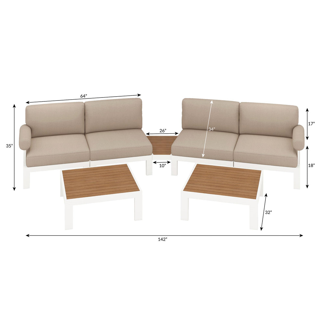 Flexion Home Newport 7‑Piece Outdoor Modular Angled Conversation Set - FlexionHome