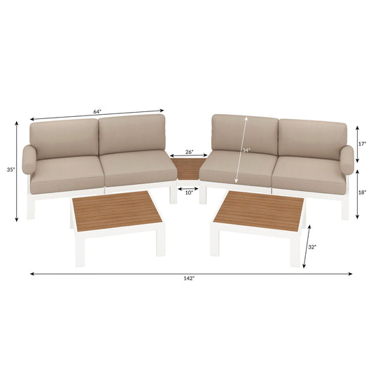 Flexion Home Newport 7‑Piece Outdoor Modular Angled Conversation Set - FlexionHome