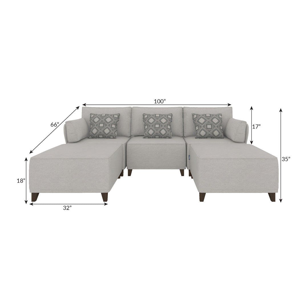 Flexion 5-Piece Double Chaise Sectional – Premium Modular Sofa with Washable Slipcovers - FlexionHome