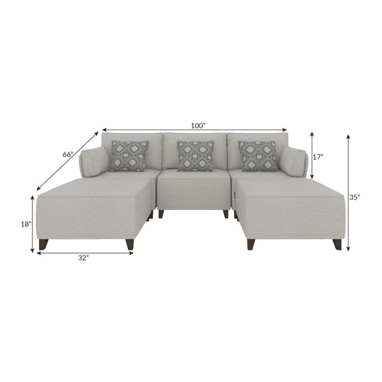 Flexion 5-Piece Double Chaise Sectional – Premium Modular Sofa with Washable Slipcovers - FlexionHome
