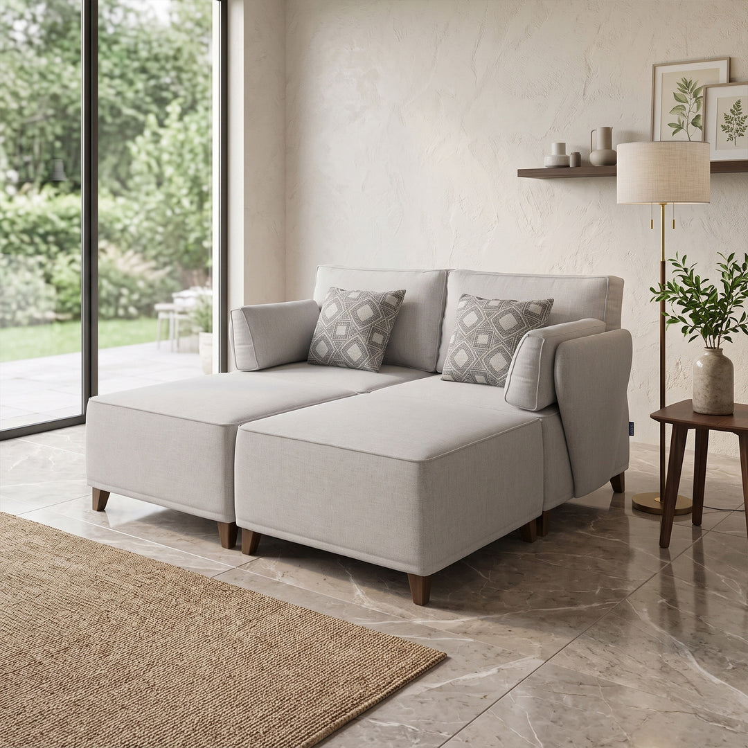 Flexion 4-Piece Double Chaise Lounge – Modular Armless Sectional with Washable Slipcovers - FlexionHome