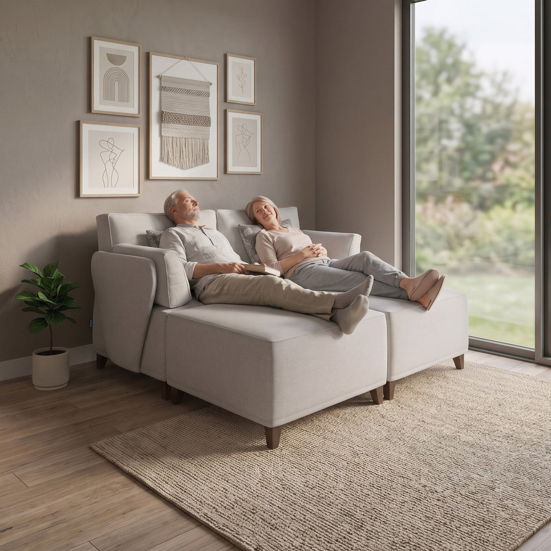 Flexion 4-Piece Double Chaise Lounge – Modular Armless Sectional with Washable Slipcovers - FlexionHome
