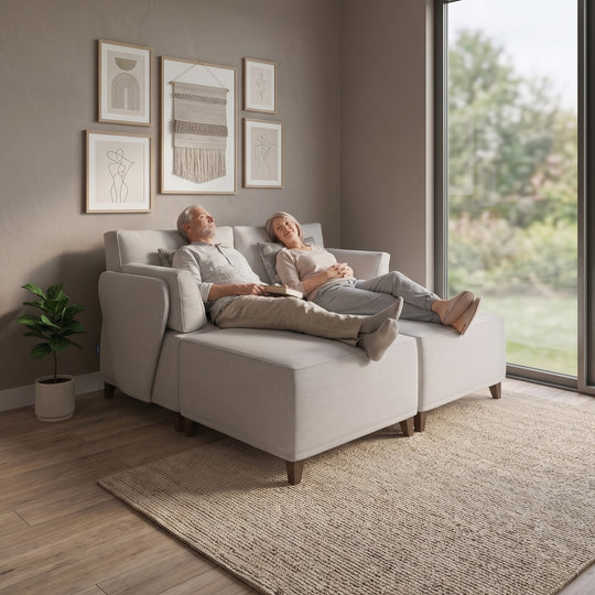 Flexion 4-Piece Double Chaise Lounge – Modular Armless Sectional with Washable Slipcovers - FlexionHome