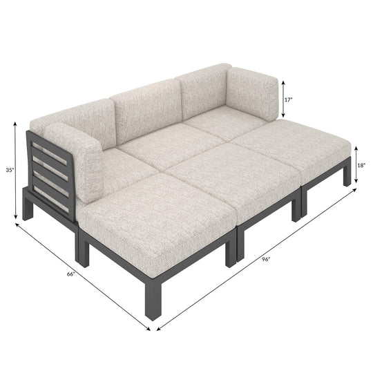 Flexion Home Newport 6-Piece Outdoor Modular Daybed Set - FlexionHome