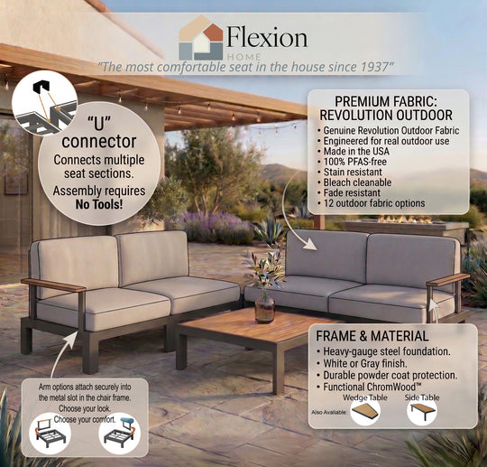 Flexion Home Newport 8‑Piece Outdoor Modular Sectional Set - FlexionHome