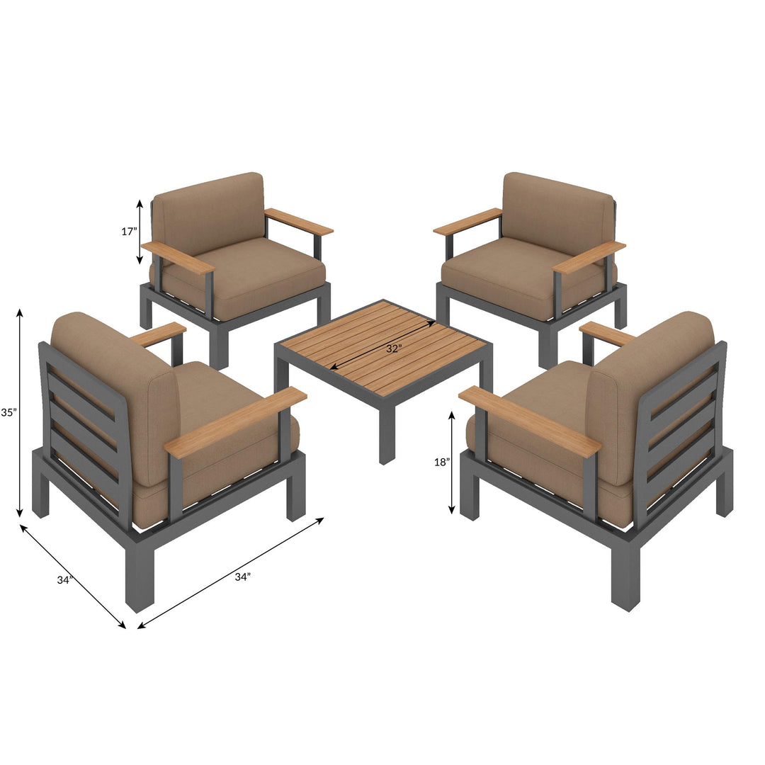 Flexion Home Newport 5‑Piece Outdoor Modular Conversation Set - FlexionHome