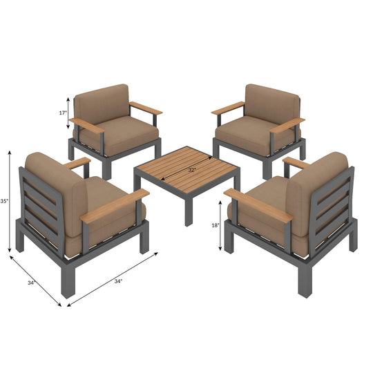 Flexion Home Newport 5‑Piece Outdoor Modular Conversation Set - FlexionHome