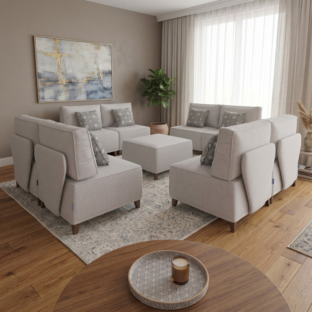 Flexion 9-Piece Conversation Group – Premium Modular Sectional with Washable Slipcovers - FlexionHome