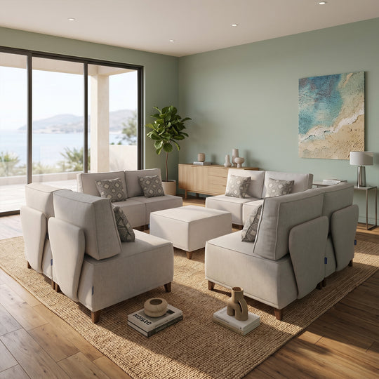Flexion 9-Piece Conversation Group – Premium Modular Sectional with Washable Slipcovers - FlexionHome