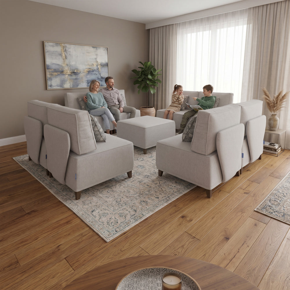 Flexion 9-Piece Conversation Group – Premium Modular Sectional with Washable Slipcovers - FlexionHome