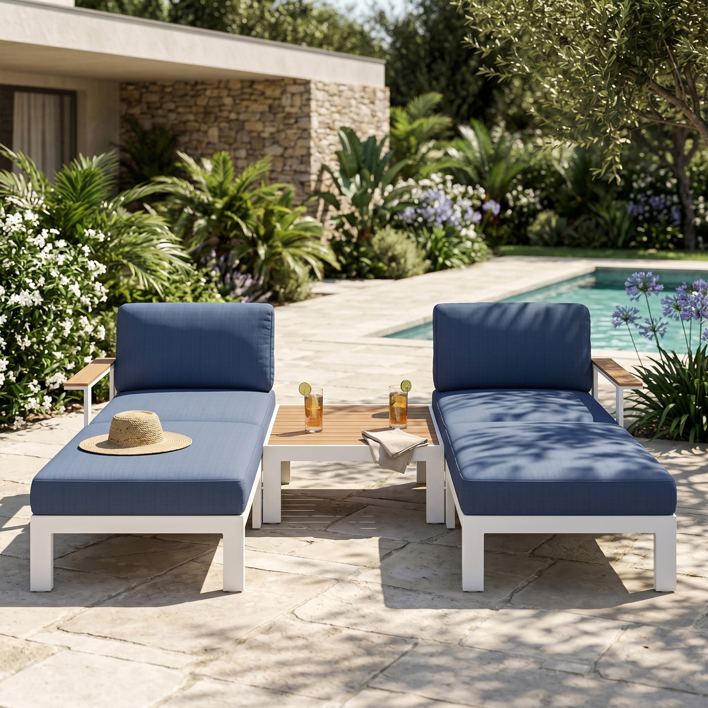 Flexion Home Newport 5‑Piece Outdoor Modular Patio Set - FlexionHome