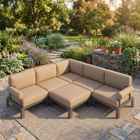 Flexion Home Newport 6-Piece Outdoor L-Shape Sofa Set - FlexionHome