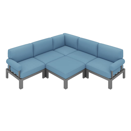 Flexion Home Newport 6-Piece Outdoor L-Shape Sofa Set - FlexionHome