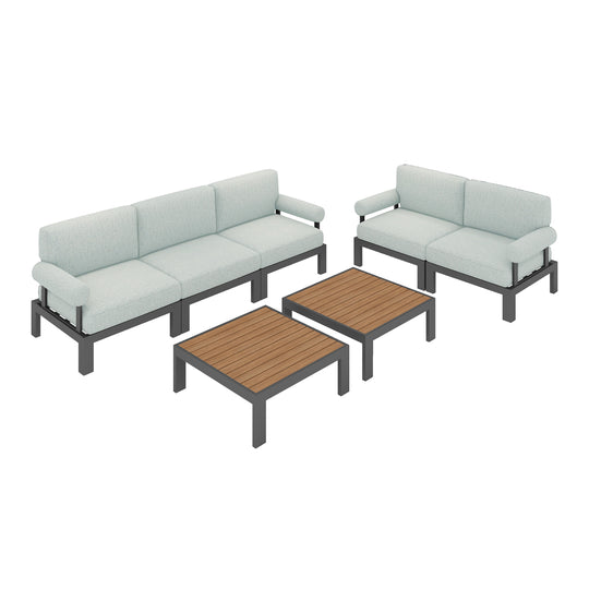 Flexion Home Newport 7-Piece Outdoor Modular Gathering Set - FlexionHome