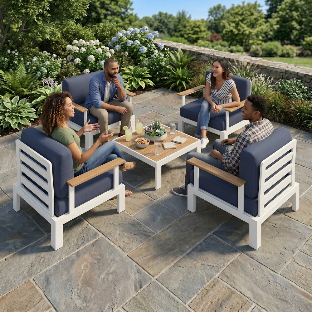 Flexion Home Newport 5‑Piece Outdoor Modular Conversation Set - FlexionHome
