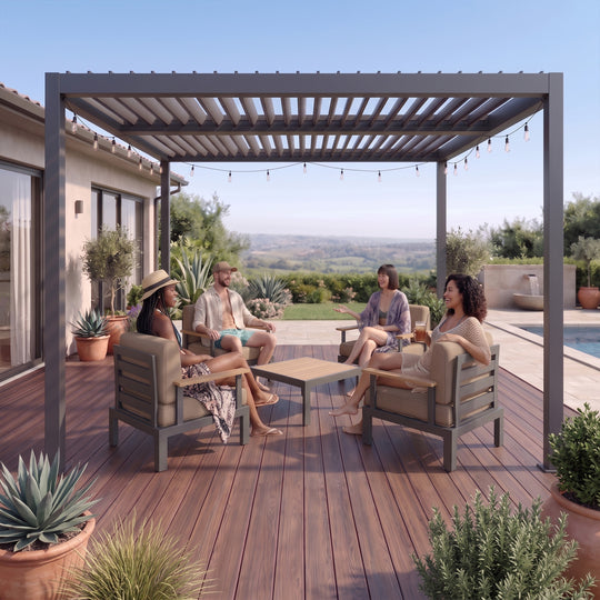 Flexion Home Newport 5‑Piece Outdoor Modular Conversation Set - FlexionHome