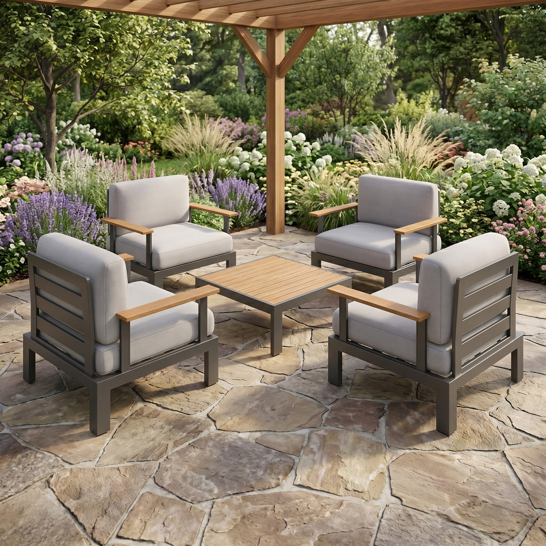 Flexion Home Newport 5‑Piece Outdoor Modular Conversation Set - FlexionHome