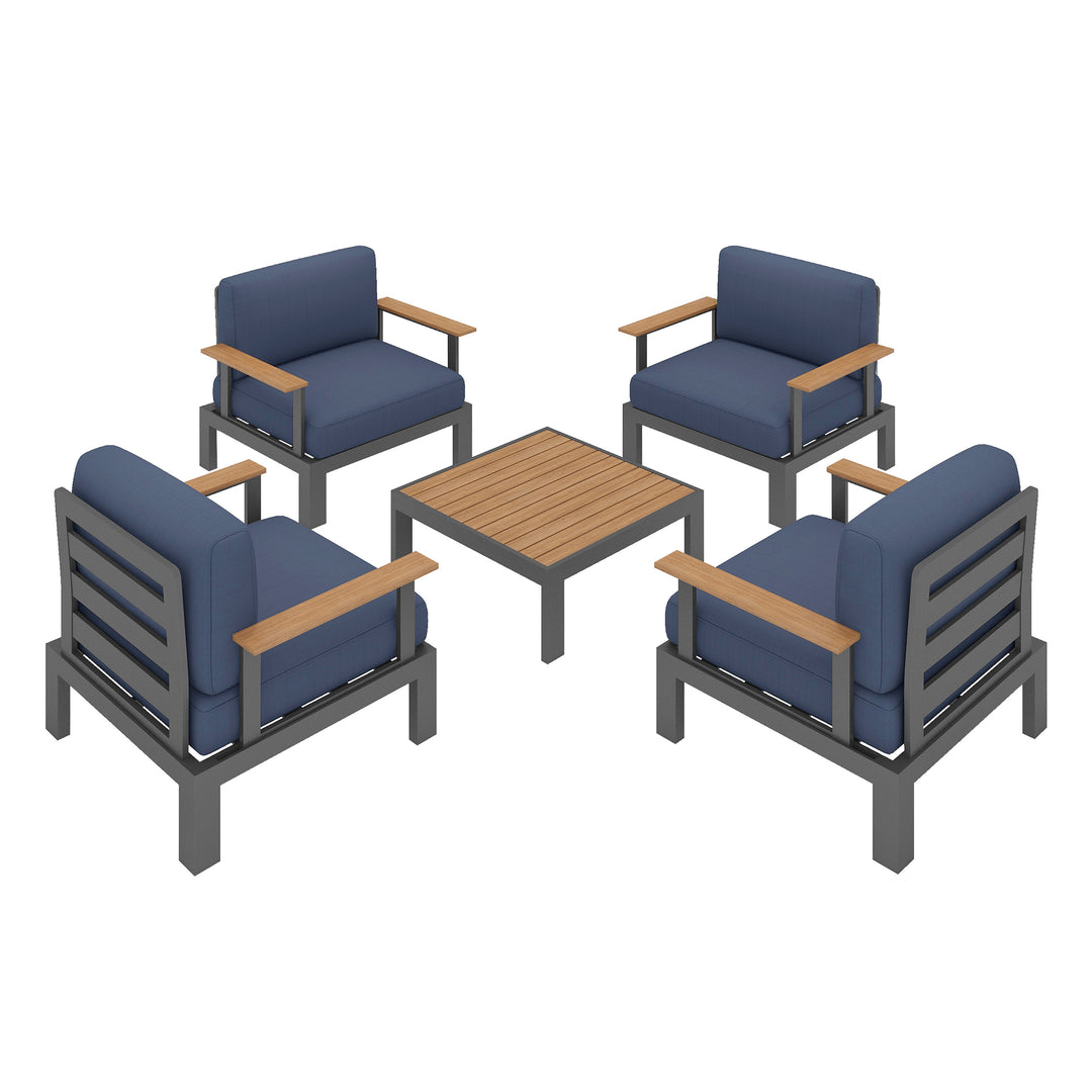 Flexion Home Newport 5‑Piece Outdoor Modular Conversation Set - FlexionHome