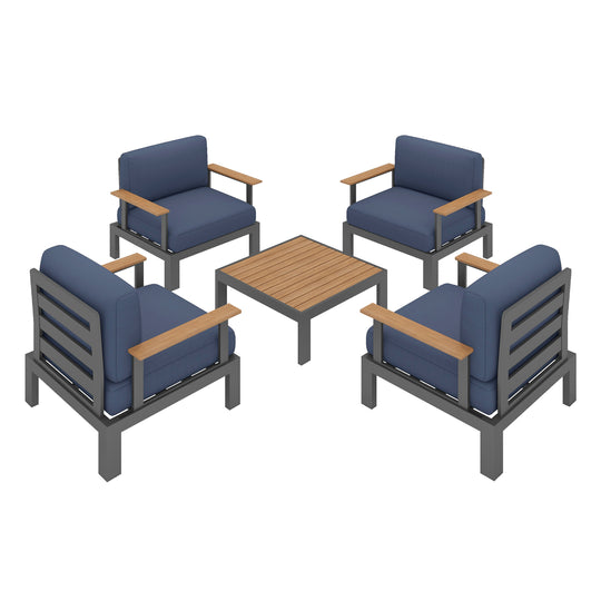 Flexion Home Newport 5‑Piece Outdoor Modular Conversation Set - FlexionHome