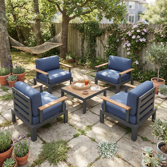 Flexion Home Newport 5‑Piece Outdoor Modular Conversation Set - FlexionHome