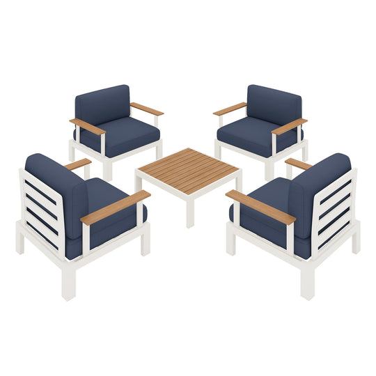 Flexion Home Newport 5‑Piece Outdoor Modular Conversation Set - FlexionHome