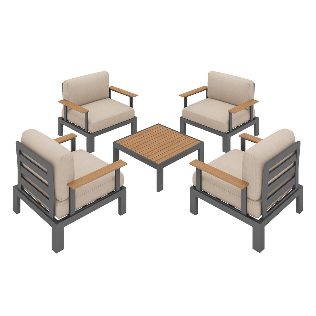 Flexion Home Newport 5‑Piece Outdoor Modular Conversation Set - FlexionHome