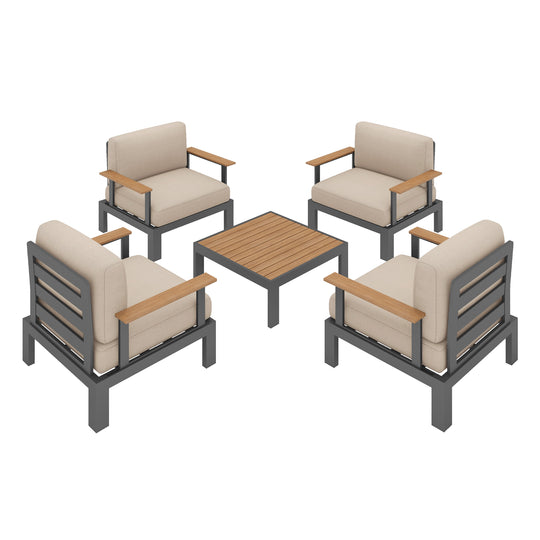 Flexion Home Newport 5‑Piece Outdoor Modular Conversation Set - FlexionHome