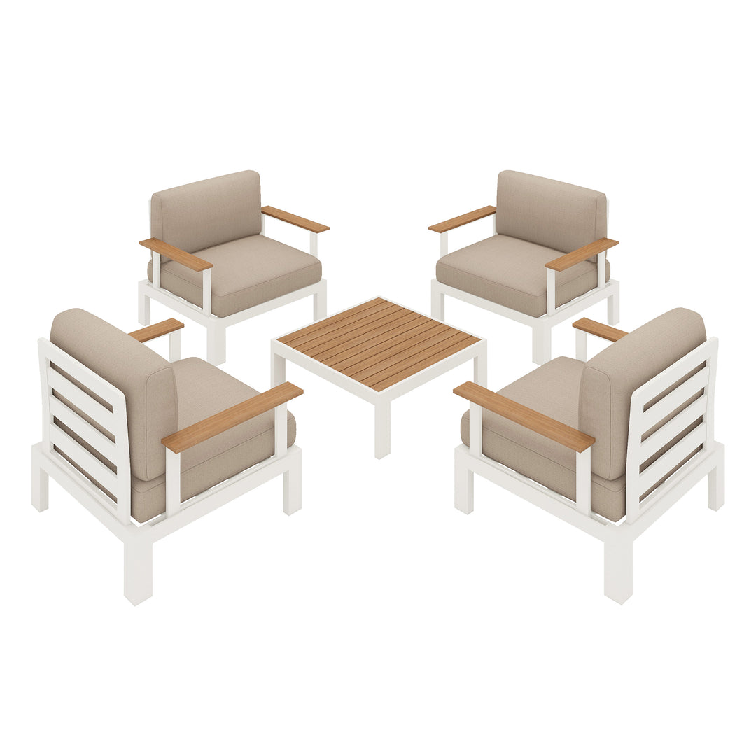 Flexion Home Newport 5‑Piece Outdoor Modular Conversation Set - FlexionHome