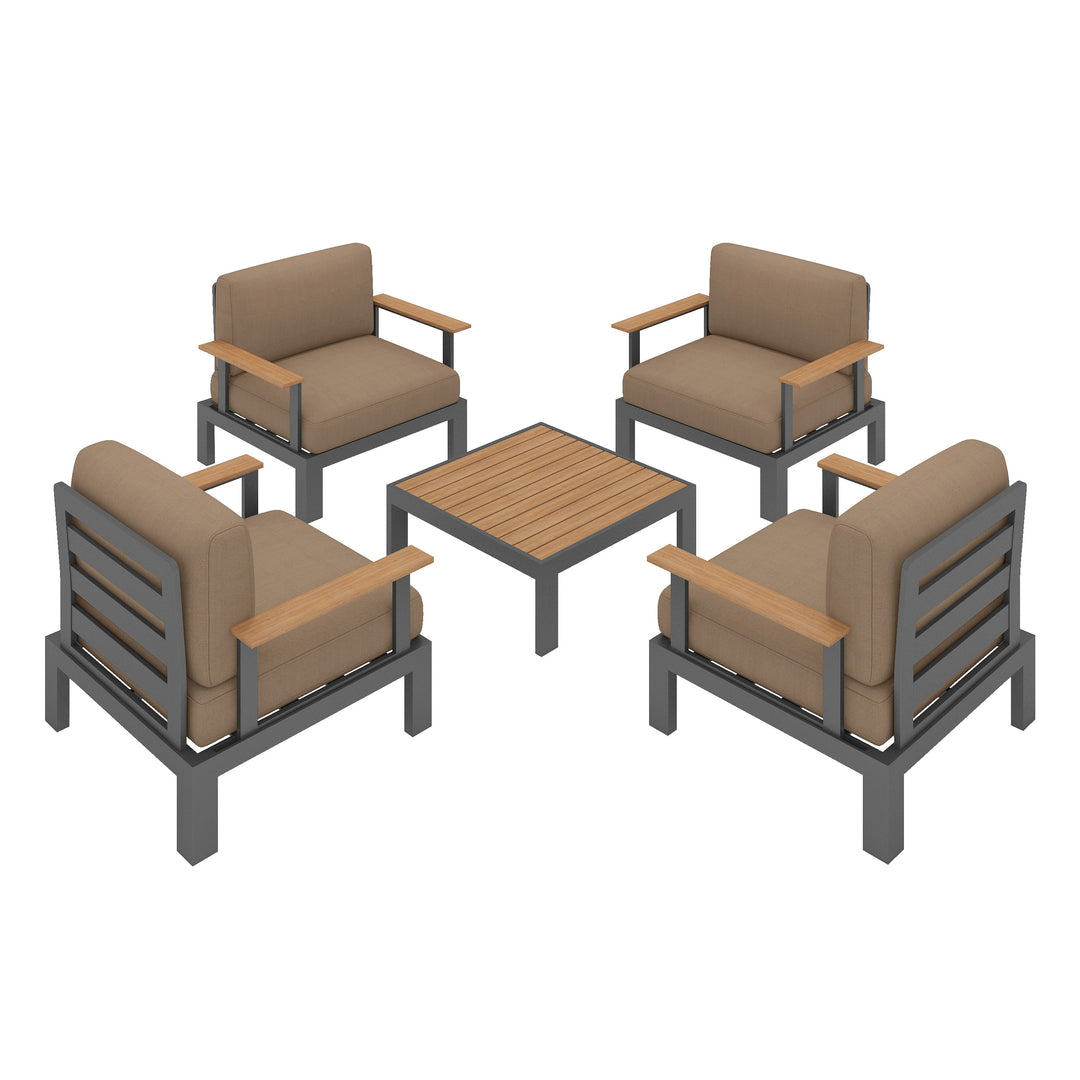 Flexion Home Newport 5‑Piece Outdoor Modular Conversation Set - FlexionHome