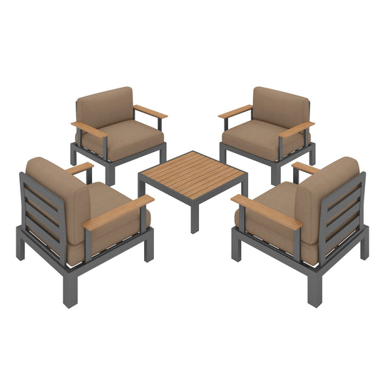 Flexion Home Newport 5‑Piece Outdoor Modular Conversation Set - FlexionHome