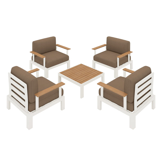 Flexion Home Newport 5‑Piece Outdoor Modular Conversation Set - FlexionHome