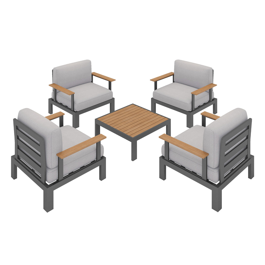 Flexion Home Newport 5‑Piece Outdoor Modular Conversation Set - FlexionHome