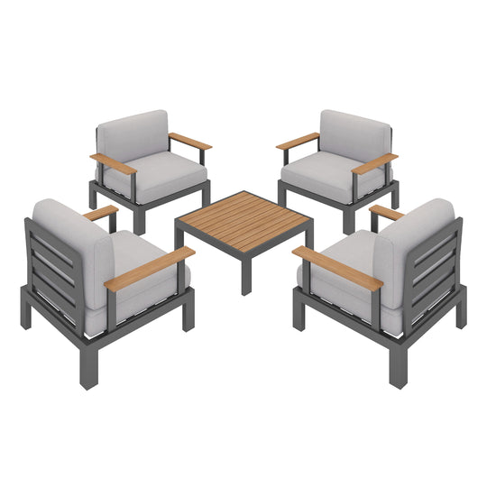 Flexion Home Newport 5‑Piece Outdoor Modular Conversation Set - FlexionHome
