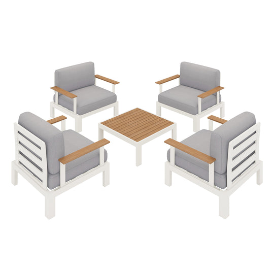 Flexion Home Newport 5‑Piece Outdoor Modular Conversation Set - FlexionHome