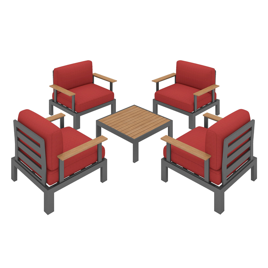 Flexion Home Newport 5‑Piece Outdoor Modular Conversation Set - FlexionHome