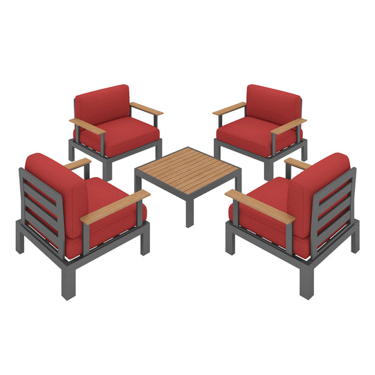 Flexion Home Newport 5‑Piece Outdoor Modular Conversation Set - FlexionHome